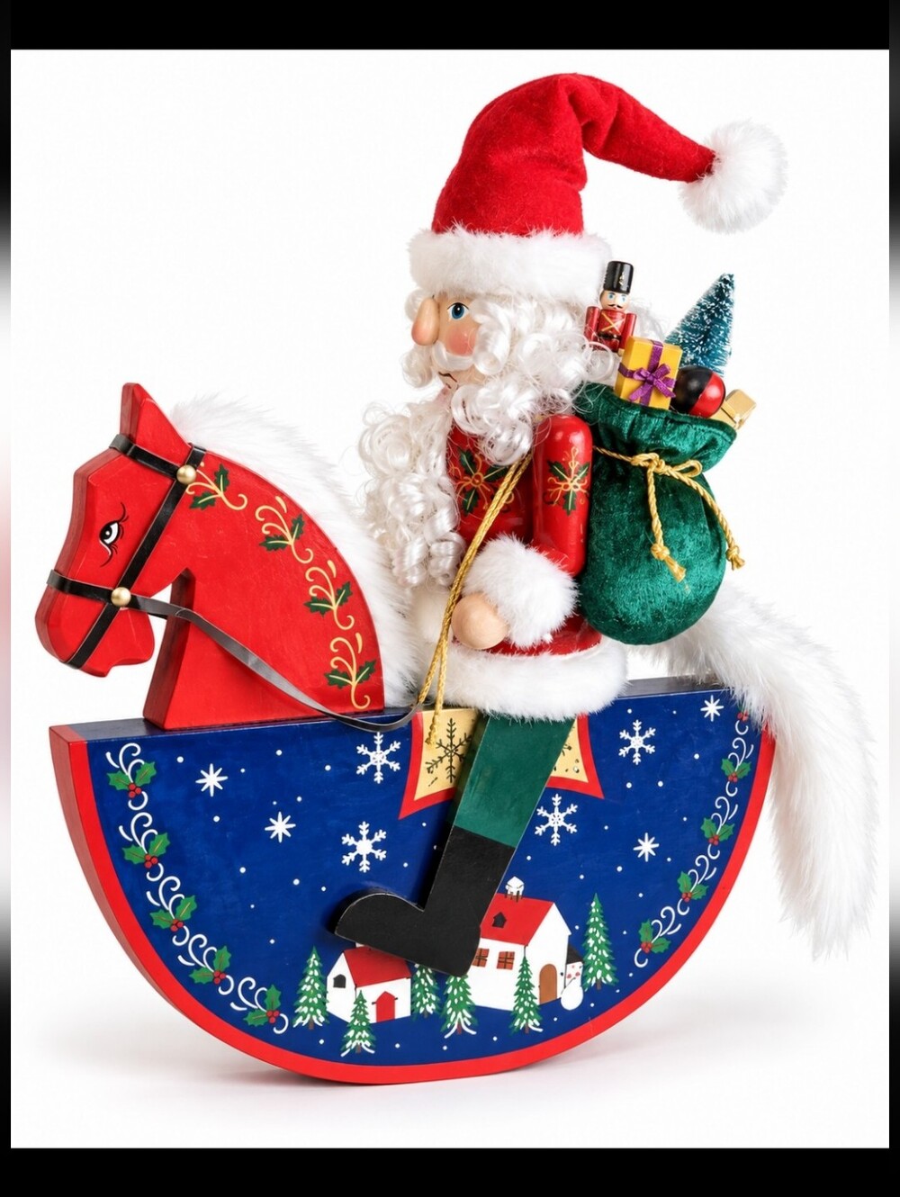 Kirkland Costco 18” Wooden Santa Rocking Horse Nutcracker Christmas Decor
